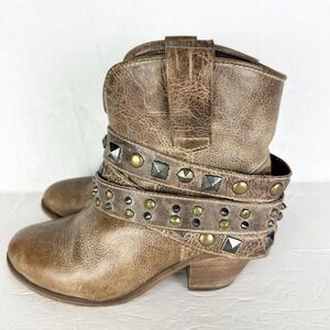 Corral Womens Studded Strap Ankle Boots Size 8.5 Saddle Brown Western Cowgirl